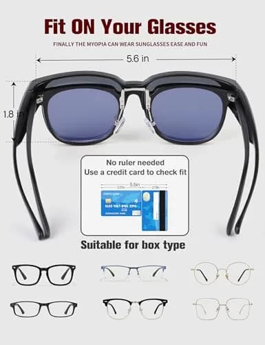 BIRCEN Polarized Fit Over Sunglasses for Prescription Glasses - TR90 Frame, UV Protection, 58mm Lens Width thumbnail 5