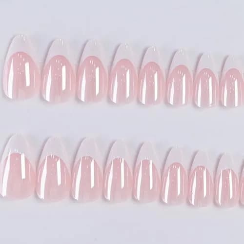 FJSMTOPl Press On Nails Almond Fake Nails French Tip 24Pcs | Reusable Acrylic Nails for Women thumbnail 4