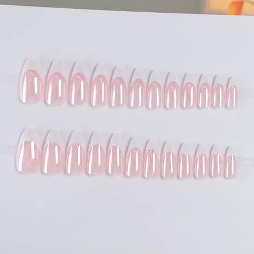 FJSMTOPl Press On Nails Almond Fake Nails French Tip 24Pcs | Reusable Acrylic Nails for Women thumbnail 5