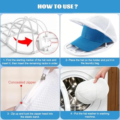 Eiito Hat Washer Cage & Mesh Bag Set (2 Cages + 2 Bags) | Protects Hats in Washing Machine thumbnail 4