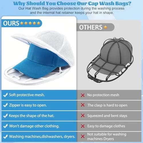 Eiito Hat Washer Cage & Mesh Bag Set (2 Cages + 2 Bags) | Protects Hats in Washing Machine thumbnail 6