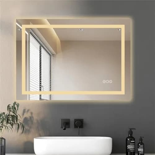 THNIKRE LED Bathroom Mirror 32"x24" Anti-Fog Dimmable Backlit & Front Light, Memory, CRI90+, Waterproof Wall Mount thumbnail 1