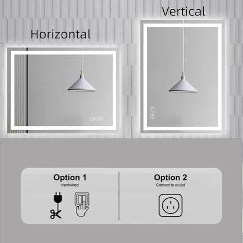 THNIKRE LED Bathroom Mirror 32"x24" Anti-Fog Dimmable Backlit & Front Light, Memory, CRI90+, Waterproof Wall Mount thumbnail 5