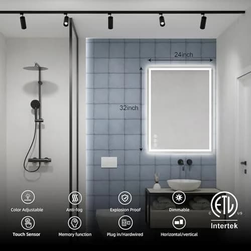 THNIKRE LED Bathroom Mirror 32"x24" Anti-Fog Dimmable Backlit & Front Light, Memory, CRI90+, Waterproof Wall Mount thumbnail 6