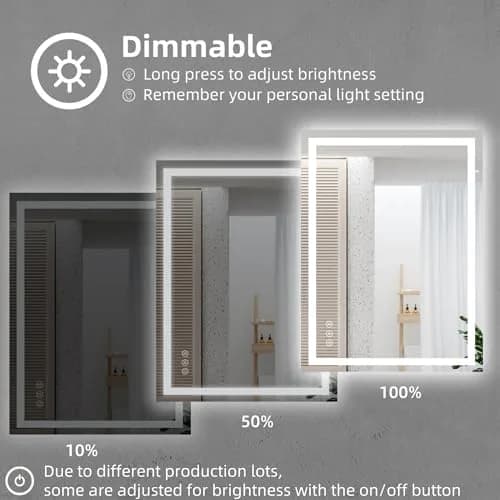 THNIKRE LED Bathroom Mirror 32"x24" Anti-Fog Dimmable Backlit & Front Light, Memory, CRI90+, Waterproof Wall Mount thumbnail 2
