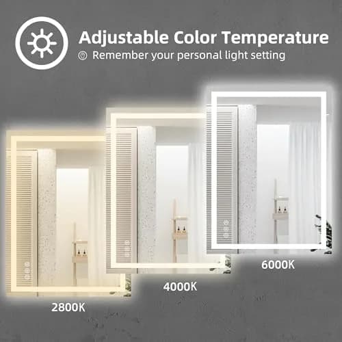 THNIKRE LED Bathroom Mirror 32"x24" Anti-Fog Dimmable Backlit & Front Light, Memory, CRI90+, Waterproof Wall Mount thumbnail 3