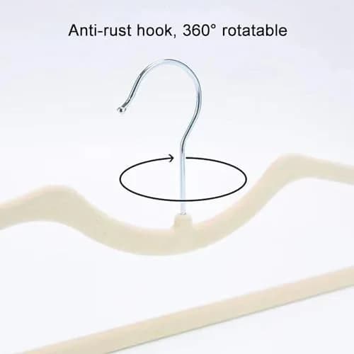 CUTSKY Velvet Hangers 50 Pack, Ultra Slim & Short Neck Hanger, 360 Swivel Hook, Space Saving Durable Non-Slip Felt Hangers, Beige B (43cm x 15cm x 0.6cm) thumbnail 4