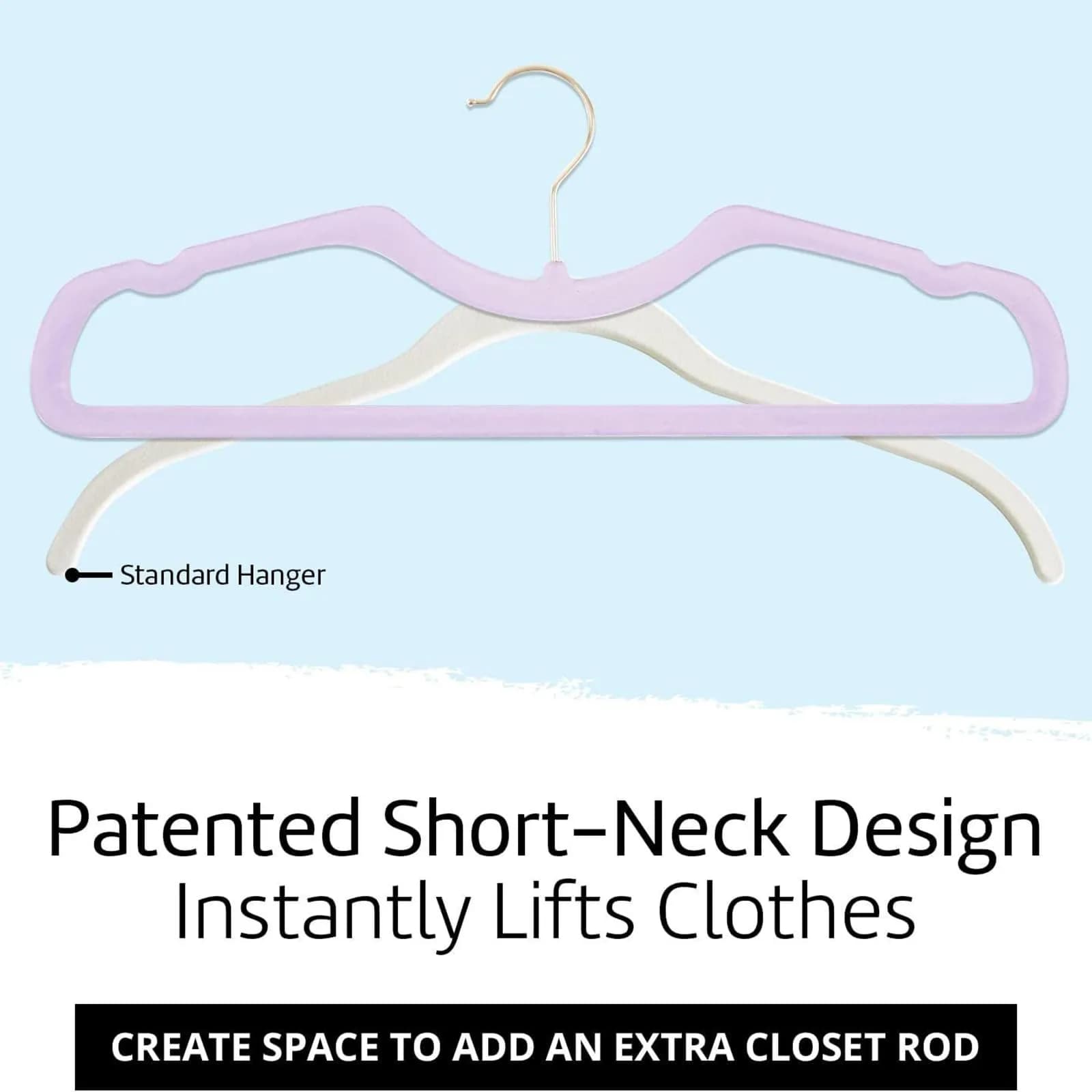 CUTSKY Velvet Hangers 50 Pack, Ultra Slim & Short Neck Hanger, 360 Swivel Hook, Space Saving Durable Non-Slip Felt Hangers, Beige B (43cm x 15cm x 0.6cm) - view 5