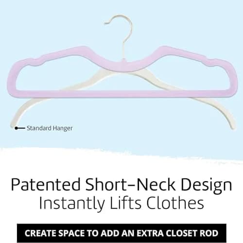 CUTSKY Velvet Hangers 50 Pack, Ultra Slim & Short Neck Hanger, 360 Swivel Hook, Space Saving Durable Non-Slip Felt Hangers, Beige B (43cm x 15cm x 0.6cm) thumbnail 5