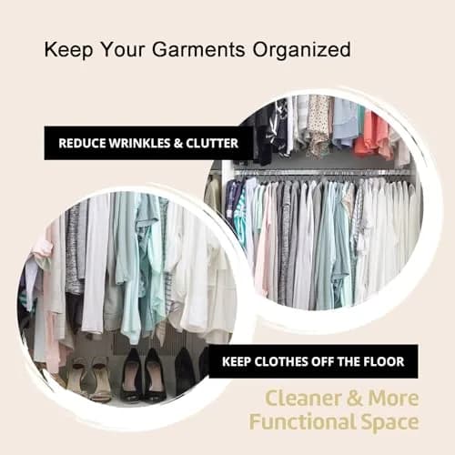 CUTSKY Velvet Hangers 50 Pack, Ultra Slim & Short Neck Hanger, 360 Swivel Hook, Space Saving Durable Non-Slip Felt Hangers, Beige B (43cm x 15cm x 0.6cm) thumbnail 6