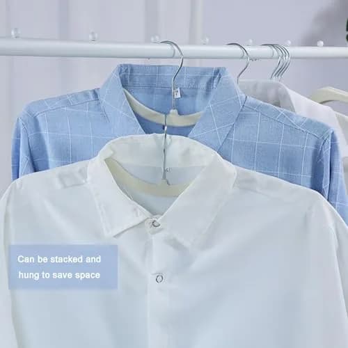 CUTSKY Velvet Hangers 50 Pack, Ultra Slim & Short Neck Hanger, 360 Swivel Hook, Space Saving Durable Non-Slip Felt Hangers, Beige B (43cm x 15cm x 0.6cm) thumbnail 3