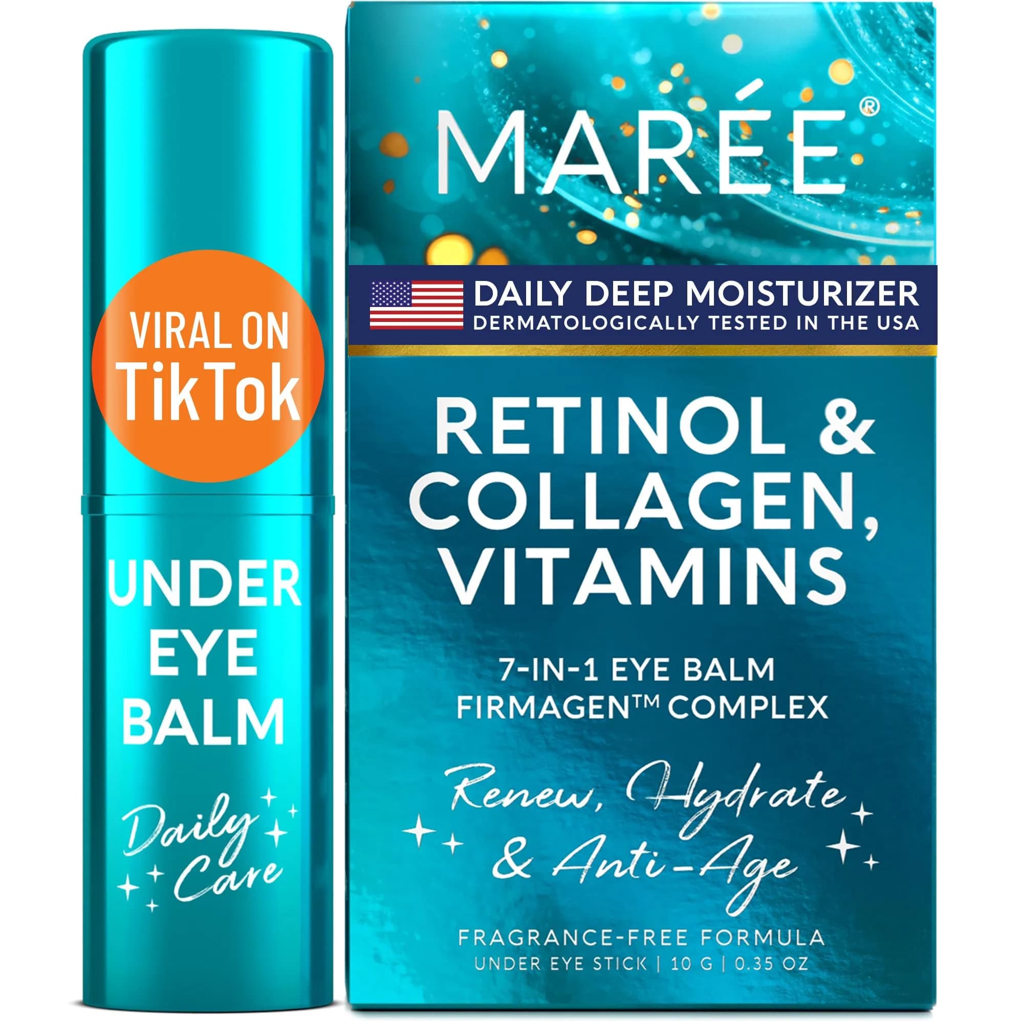 MAREE Under Eye Balm Stick - Collagen Retinol & Brightener 0.35 Oz | Hydrates & Reduces Dark Circles