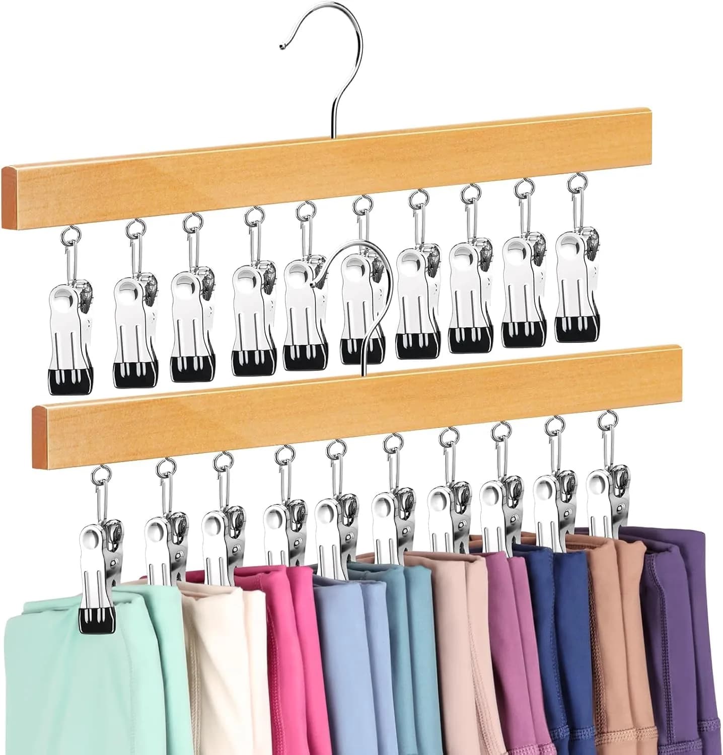 ORROENS Legging Organizer for Closet, 2 Pack Space-Saving Hangers with Clips