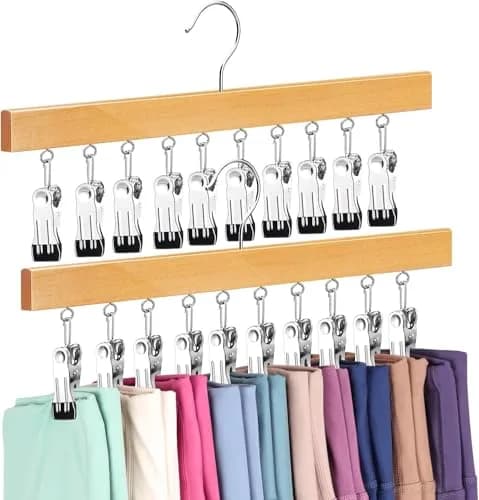 ORROENS Legging Organizer for Closet, 2 Pack Space-Saving Hangers with Clips thumbnail 1