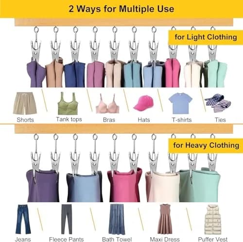 ORROENS Legging Organizer for Closet, 2 Pack Space-Saving Hangers with Clips thumbnail 5