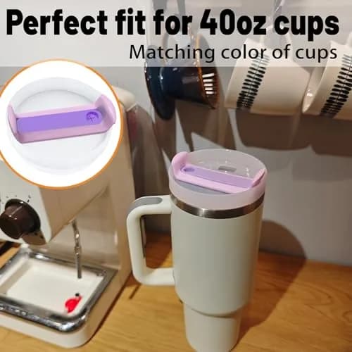 Fabenyok 40 OZ Tumbler Lid Replacement | Spill Proof Fit for Stanley Cup, 2 Pack, Clear & Opaque - Purple thumbnail 6