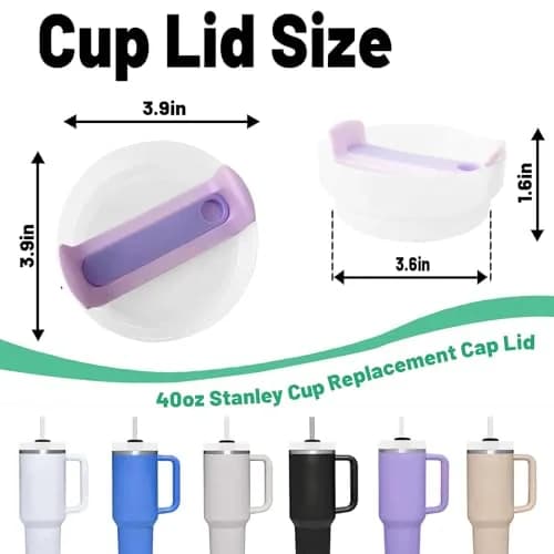 Fabenyok 40 OZ Tumbler Lid Replacement | Spill Proof Fit for Stanley Cup, 2 Pack, Clear & Opaque - Purple thumbnail 2