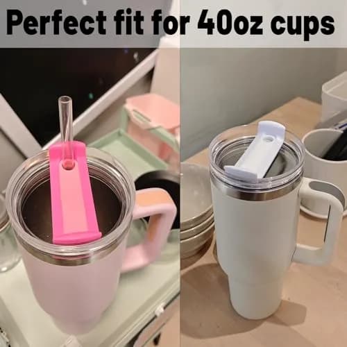 Fabenyok 40 OZ Tumbler Lid Replacement Fit for Stanley Cup | Spill Proof, 2 Pack, Clear - Hot Pink thumbnail 7