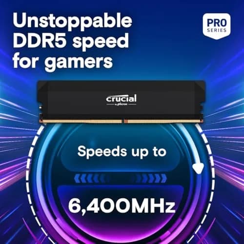 Crucial Pro 32GB DDR5 RAM Kit (2x16GB) 6000MHz CL36 | Overclocking Desktop Gaming Memory thumbnail 2