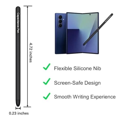 Qenw S Pen for Galaxy Z Fold 8 Ultra/Fold 7 / Fold 6 / Fold 5 | Slim-Black Aluminum Stylus thumbnail 3