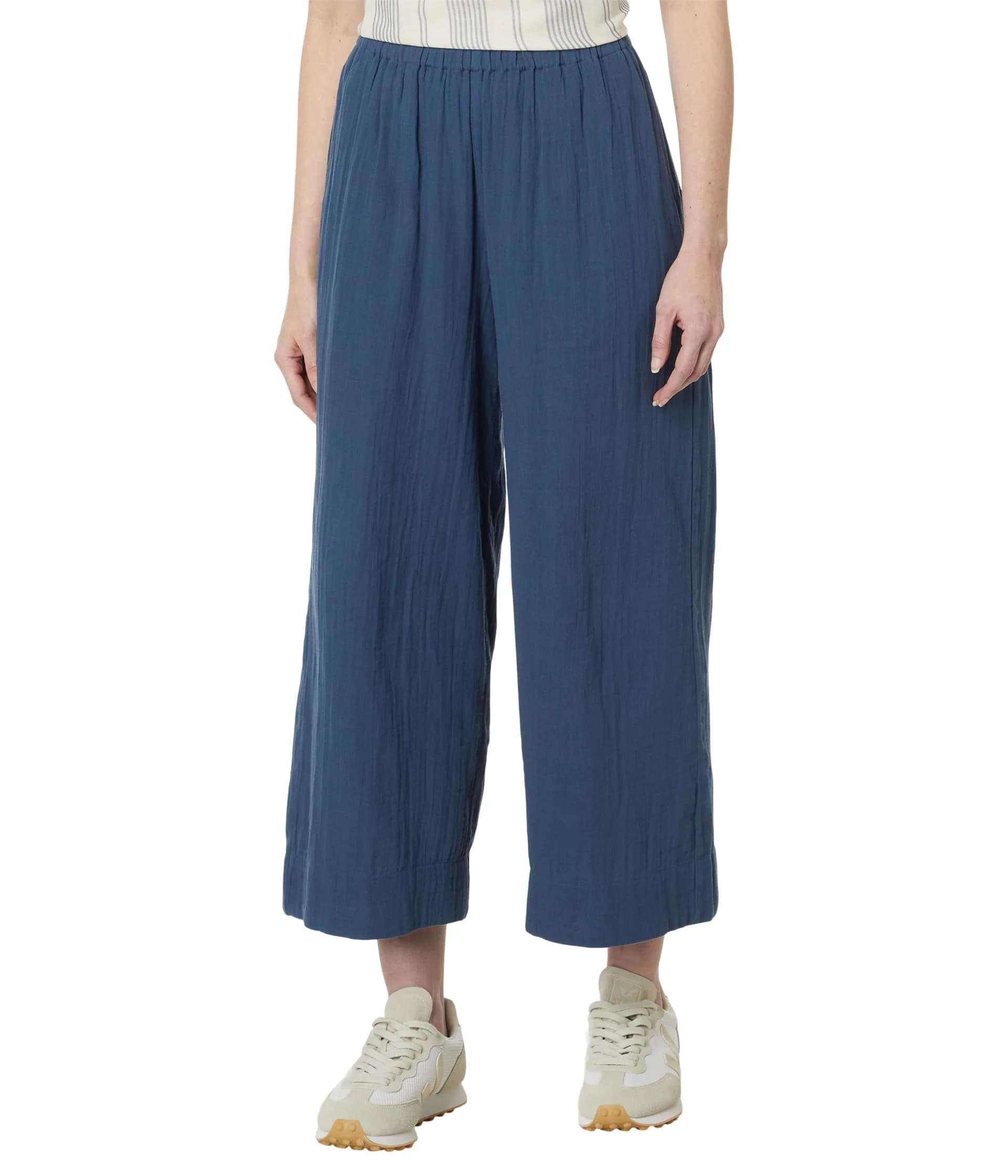 Pact Organic Cotton Women's Gauze Wide Leg Pant French Navy | Breathable, Relaxed Fit for Daily Comfort