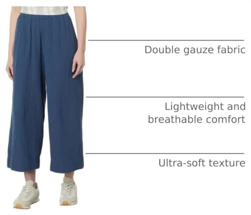 Pact Organic Cotton Women's Gauze Wide Leg Pant French Navy | Breathable, Relaxed Fit for Daily Comfort thumbnail 4