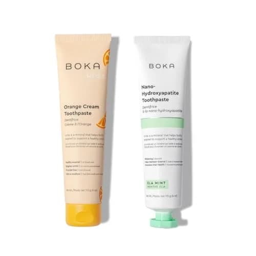 Boka Kids Toothpaste - Nano Hydroxyapatite, Fluoride-Free Ela Mint & Orange Cream, 8oz (2x4oz) | Enamel Care for Ages 1+ thumbnail 1