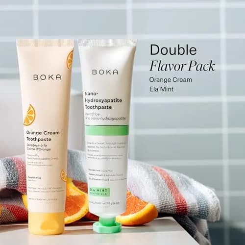 Boka Kids Toothpaste - Nano Hydroxyapatite, Fluoride-Free Ela Mint & Orange Cream, 8oz (2x4oz) | Enamel Care for Ages 1+ thumbnail 7