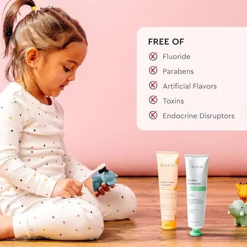 Boka Kids Toothpaste - Nano Hydroxyapatite, Fluoride-Free Ela Mint & Orange Cream, 8oz (2x4oz) | Enamel Care for Ages 1+ thumbnail 3