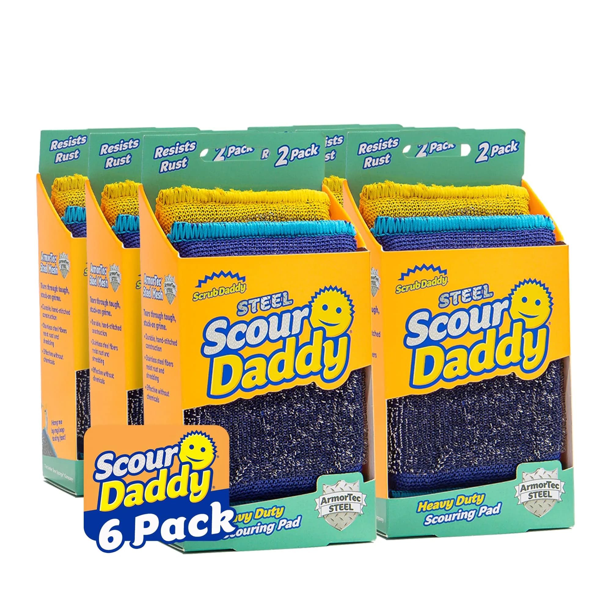 Scrub Daddy Scour Daddy XL Heavy Duty Non Scratch Sponge 18 Pack | Odor Resistant Kitchen Cleaning Tool — Scour Daddy Steel