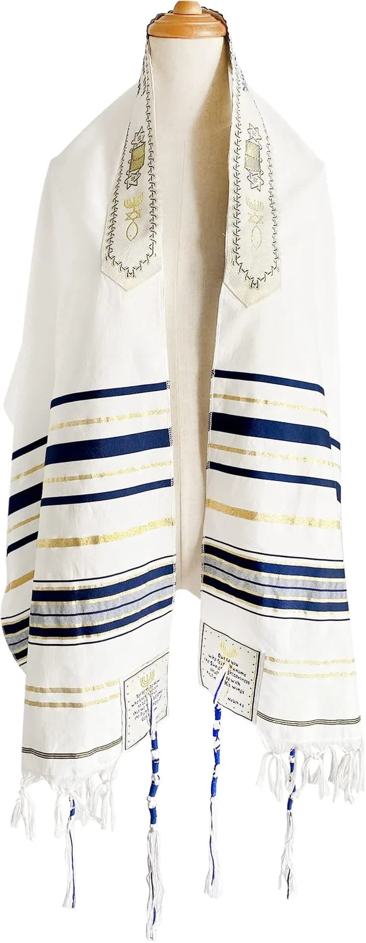 Holy Land Market Unisex Messianic Tallit Prayer Shawl 157cm x 56cm (72 x 22 in) | Christian Prayer & Messianic Seal - view 5