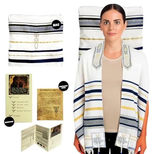 Holy Land Market Unisex Messianic Tallit Prayer Shawl 157cm x 56cm (72 x 22 in) | Christian Prayer & Messianic Seal thumbnail 8