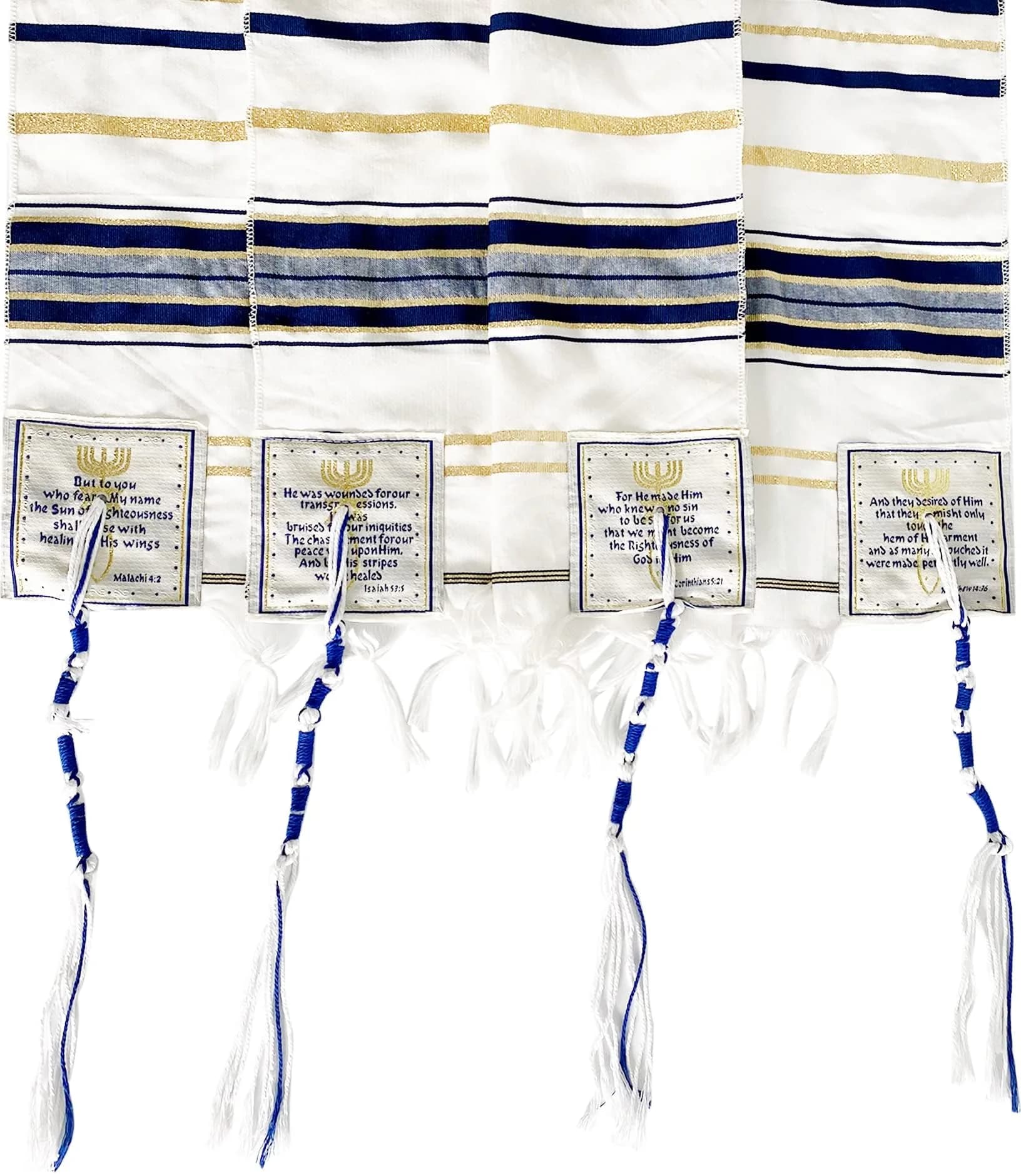 Holy Land Market Unisex Messianic Tallit Prayer Shawl 157cm x 56cm (72 x 22 in) | Christian Prayer & Messianic Seal - view 2