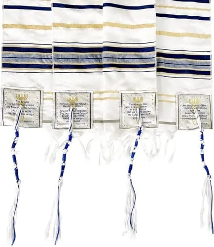 Holy Land Market Unisex Messianic Tallit Prayer Shawl 157cm x 56cm (72 x 22 in) | Christian Prayer & Messianic Seal thumbnail 2