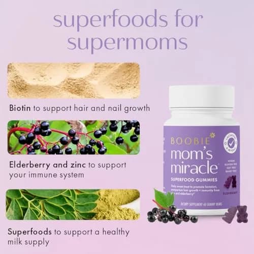 Boobie Moms Miracle Lactation Support Gummies | Milk & Hair Booster 60 Count (Pack of 2) thumbnail 4