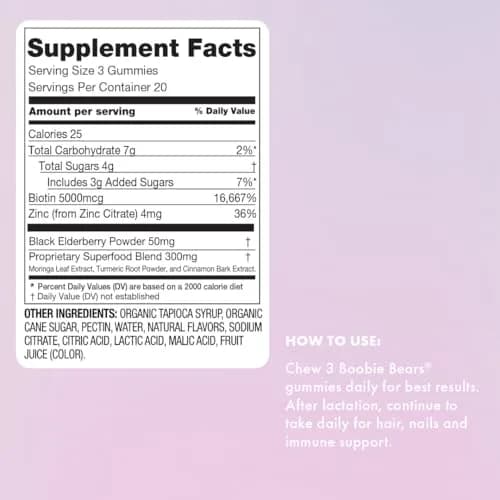 Boobie Moms Miracle Lactation Support Gummies | Milk & Hair Booster 60 Count (Pack of 2) thumbnail 9