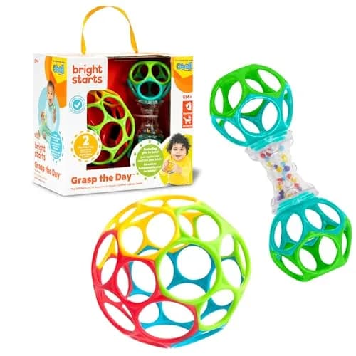 Bright Starts Easy-Grasp Oball Bundle Gift Set 2-Pack | BPA Free, Unisex, Newborn+ thumbnail 1
