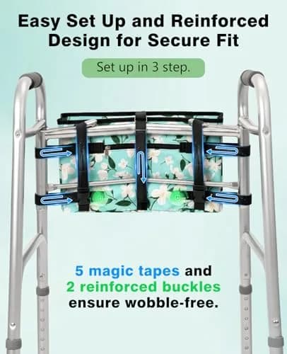 Rhino Valley Walker Basket with Cup Holder | Foldable Walker Bag for Seniors thumbnail 4