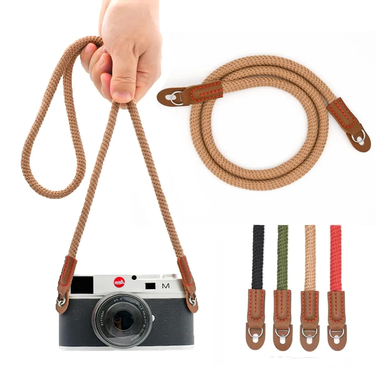 Eorefo Camera Rope Strap 100cm Soft Cotton | Vintage Neck Shoulder Belt for Mirrorless & DSLR Cameras — Brown