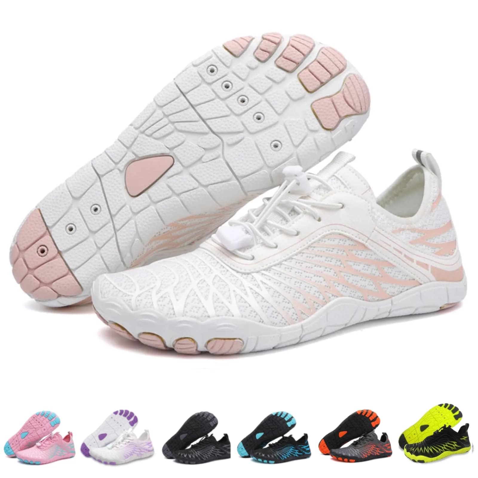V OPXIN Barefoot Shoes for Women & Men, Wide Toe Box, Breathable Water Shoes | 23cm (9-9.5 Women/7-7.5 Men) — White