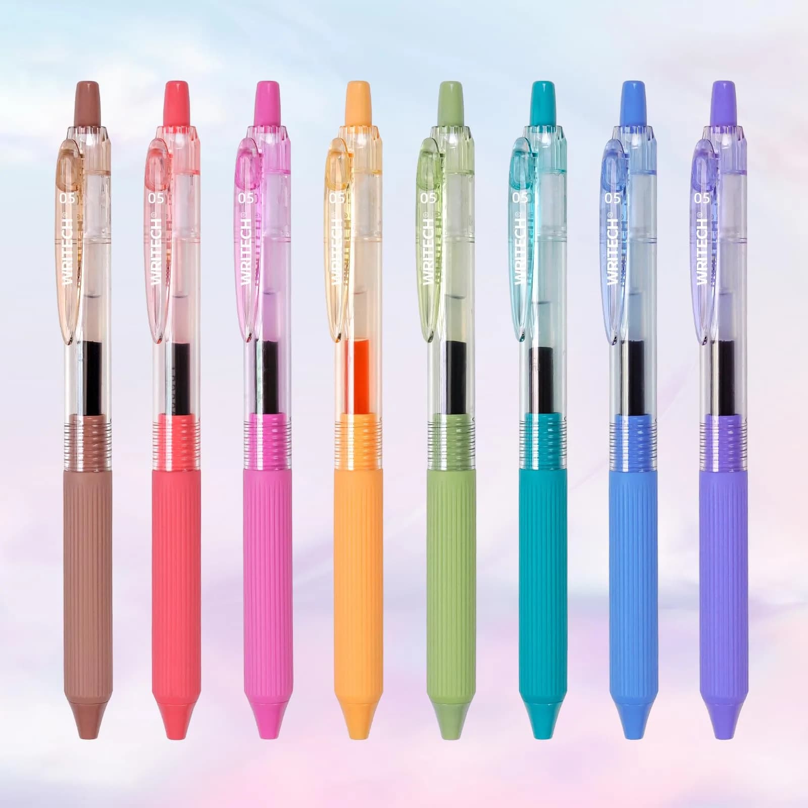 WRITECH Gel Pens Fine Point 0.5mm Multicolor Ink Retractable 8ct | Smooth Writing No Smear - main product image