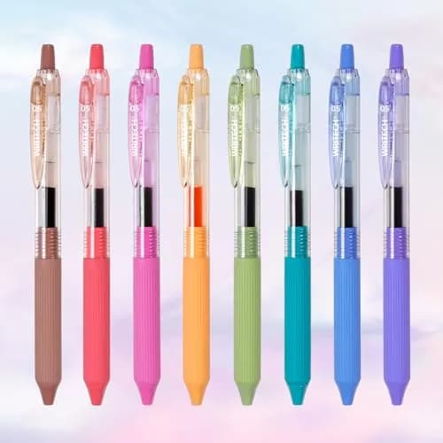 WRITECH Gel Pens Fine Point 0.5mm Multicolor Ink Retractable 8ct | Smooth Writing No Smear thumbnail 1