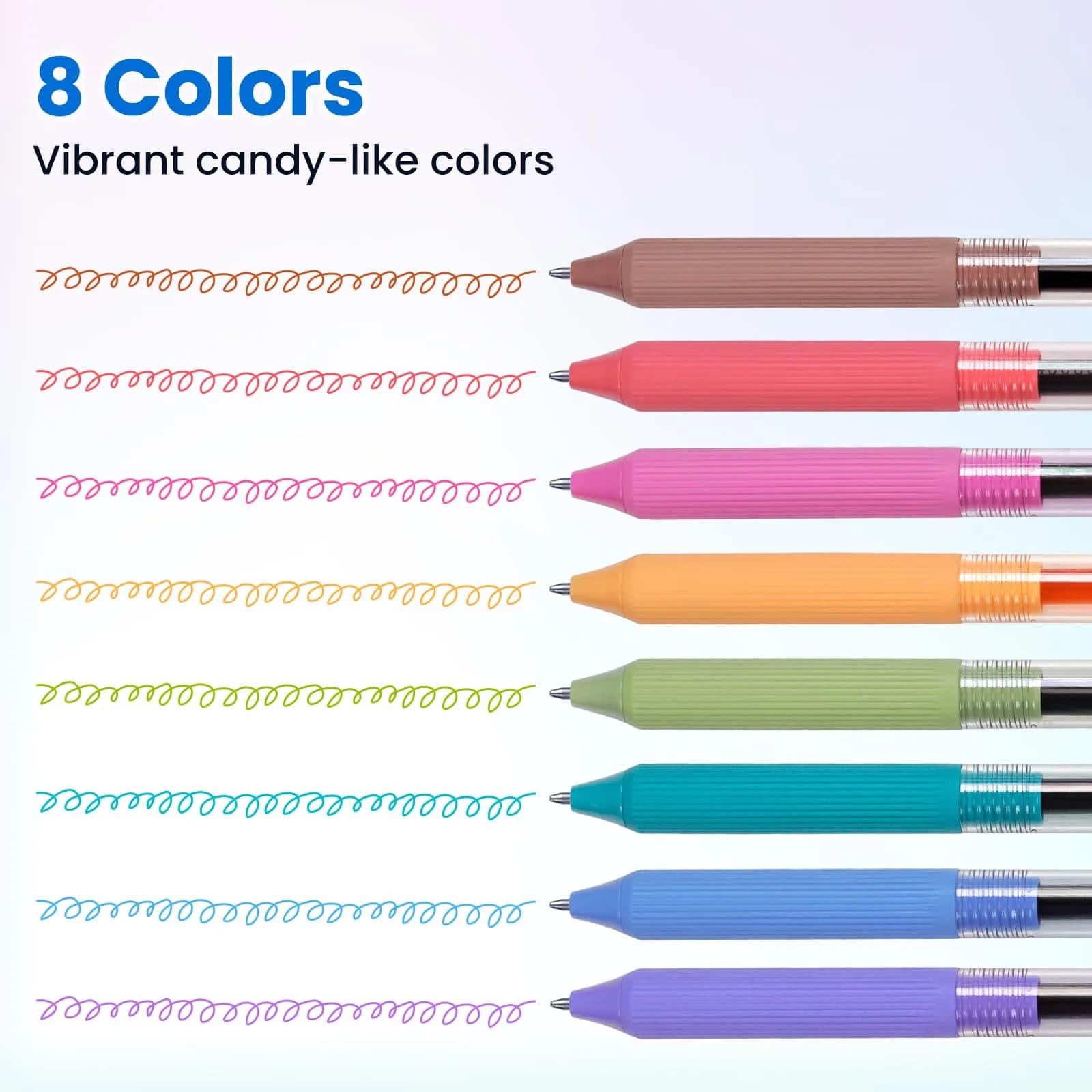 WRITECH Gel Pens Fine Point 0.5mm Multicolor Ink Retractable 8ct | Smooth Writing No Smear - view 2