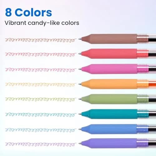 WRITECH Gel Pens Fine Point 0.5mm Multicolor Ink Retractable 8ct | Smooth Writing No Smear thumbnail 2