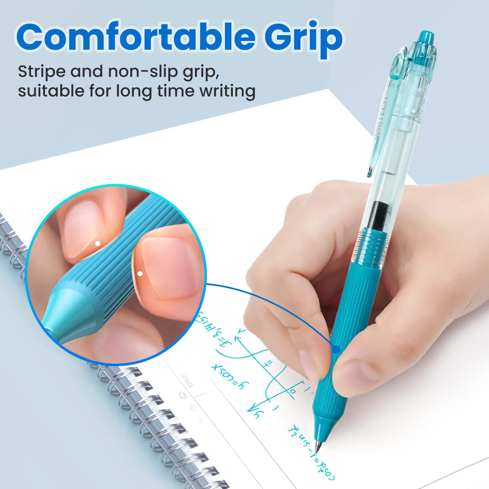 WRITECH Gel Pens Fine Point 0.5mm Multicolor Ink Retractable 8ct | Smooth Writing No Smear - view 3