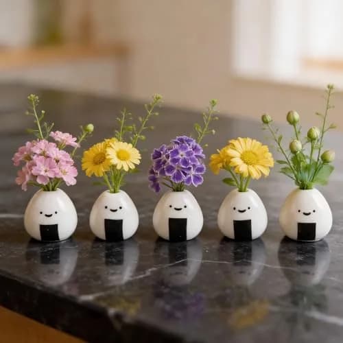 MOUGIGI Mini Vase 1.18 inches Ceramic Japanese Onigiri Rice Ball | Handmade, Cute Home Decor thumbnail 6