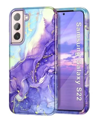 Btscase Samsung Galaxy S22 5G Case 6.1 Inch Cobalt Violet Marble Pattern | Heavy Duty Shockproof Triple Layer Protection thumbnail 1