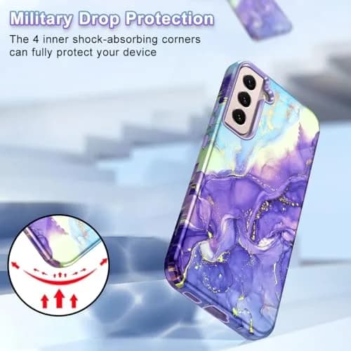 Btscase Samsung Galaxy S22 5G Case 6.1 Inch Cobalt Violet Marble Pattern | Heavy Duty Shockproof Triple Layer Protection thumbnail 4