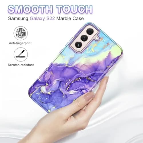 Btscase Samsung Galaxy S22 5G Case 6.1 Inch Cobalt Violet Marble Pattern | Heavy Duty Shockproof Triple Layer Protection thumbnail 2