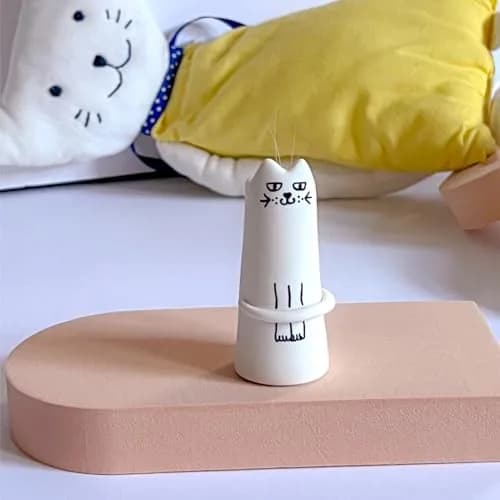 MOUGIGI Set of 5 Cat Flower Vase Bud Ceramic Small Cute Mini Handmade Decor | Unique Cat Flower Vases for Home & Gift thumbnail 3